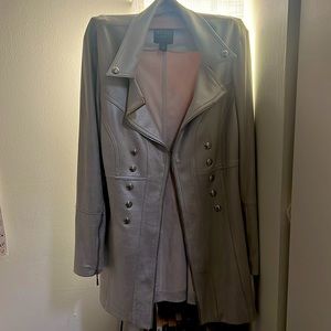 Silver Mid Length Zipper Jacket